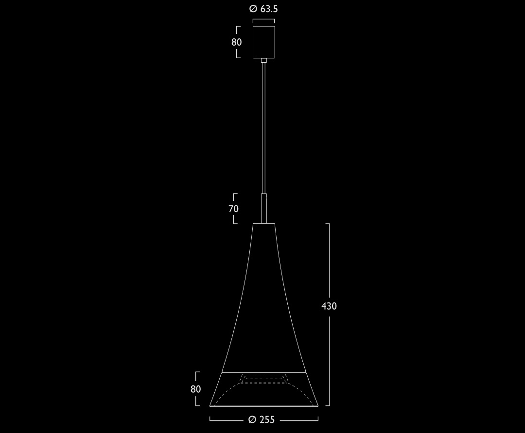 Allure Pendant line diagram for the Open Diffuser variant